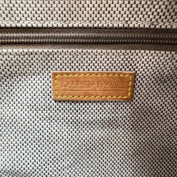 Dooney & Bourke Zip Top Jacquard Logo Pinch Front Lock Shoulder Bag Gray Brown - Picture 7 of 10